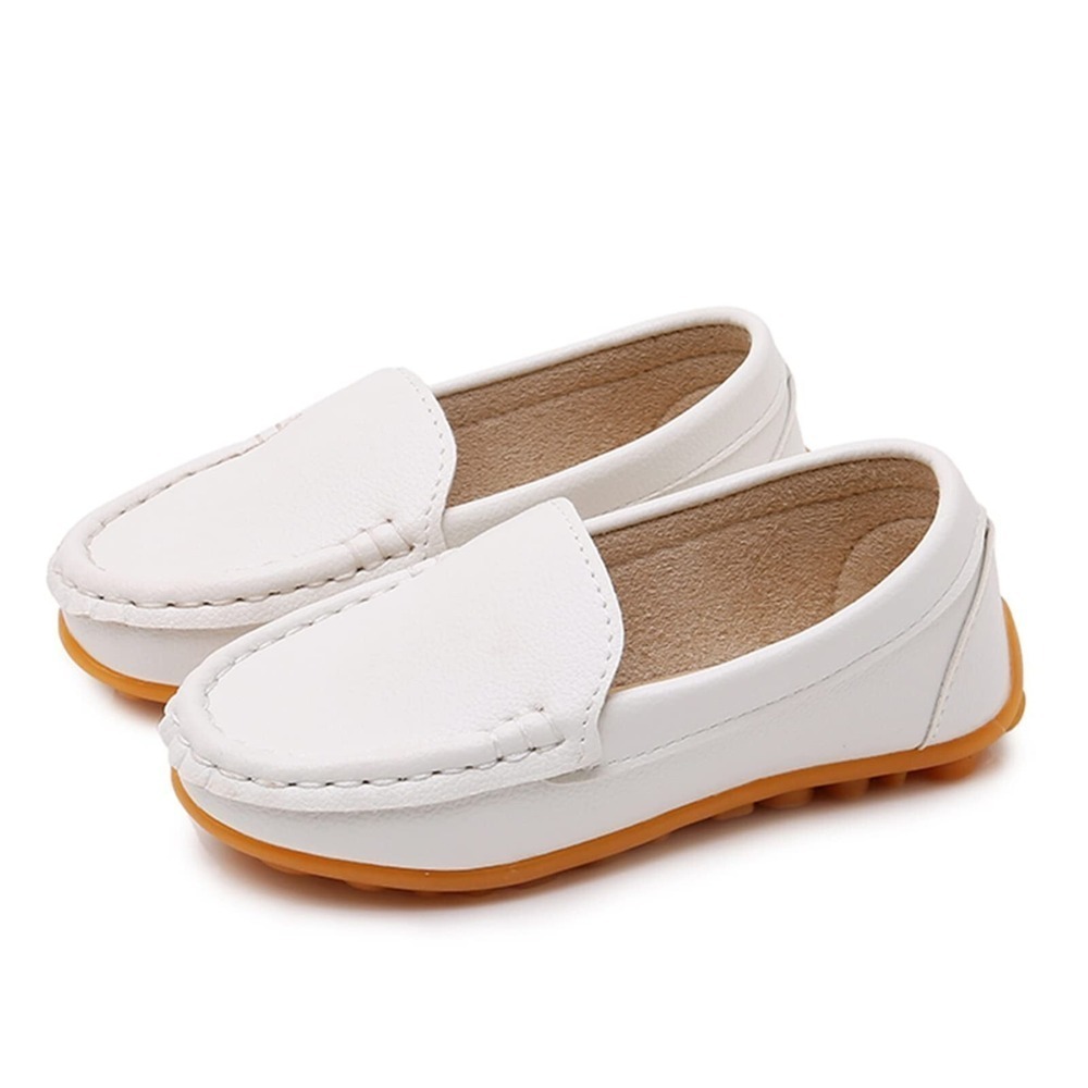 RVROVIC Toddler Boy White PU Leather Loafers - Size 11.5